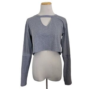 Gymshark Long Sleeve front Cut Out Crop Top Size Small Heather Gray